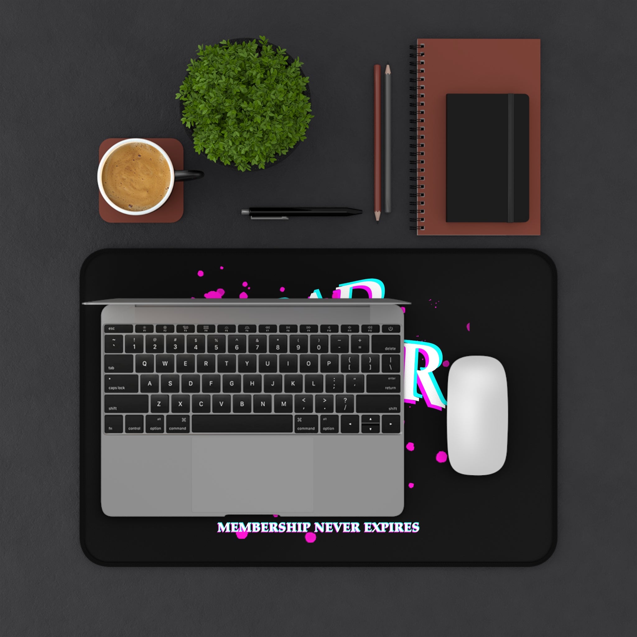 Bad Painter Club Desk Mat — Funny Artist Mouse Pad with "Membership Never Expires" Design