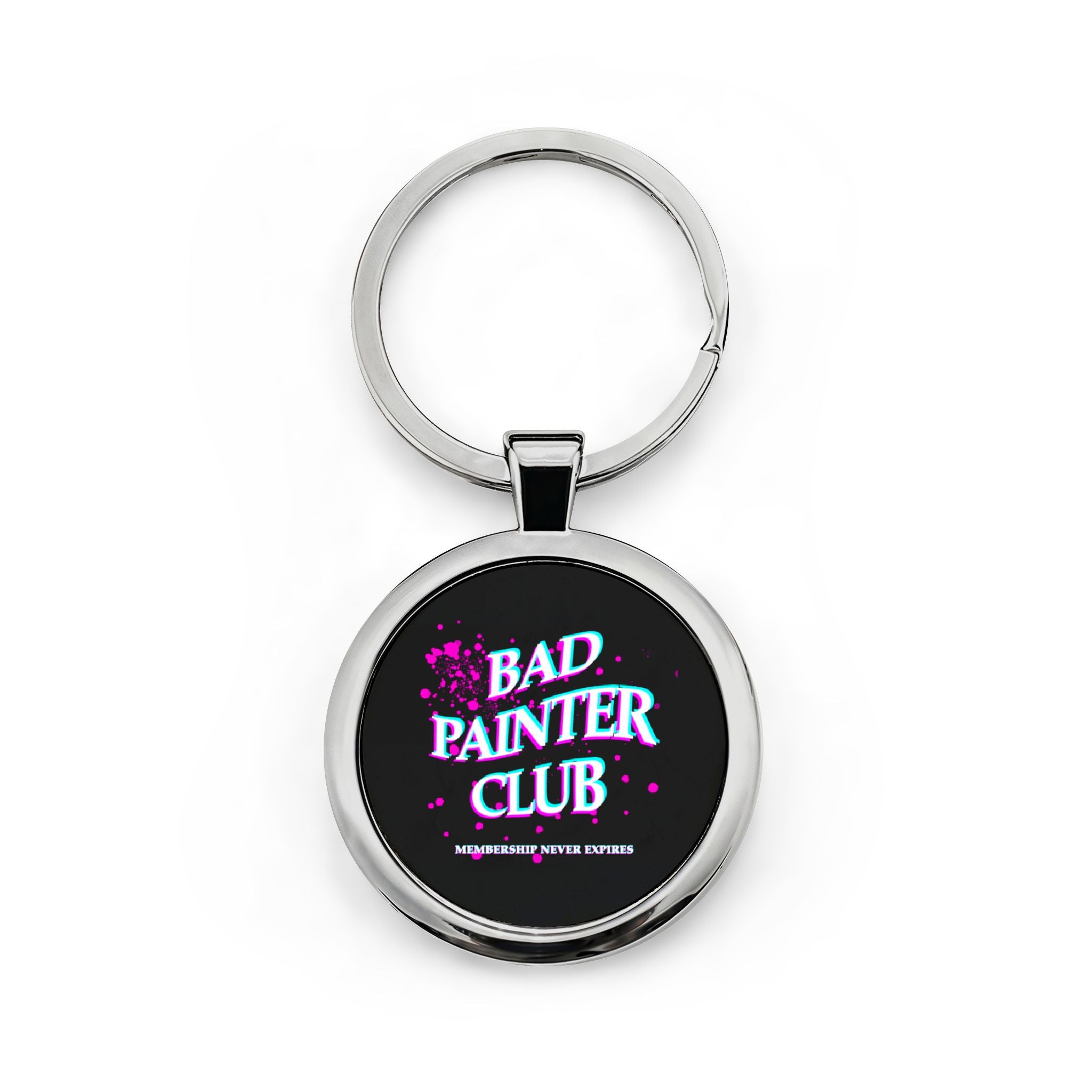 Bad Painter Club Round Stainless Steel Keychain