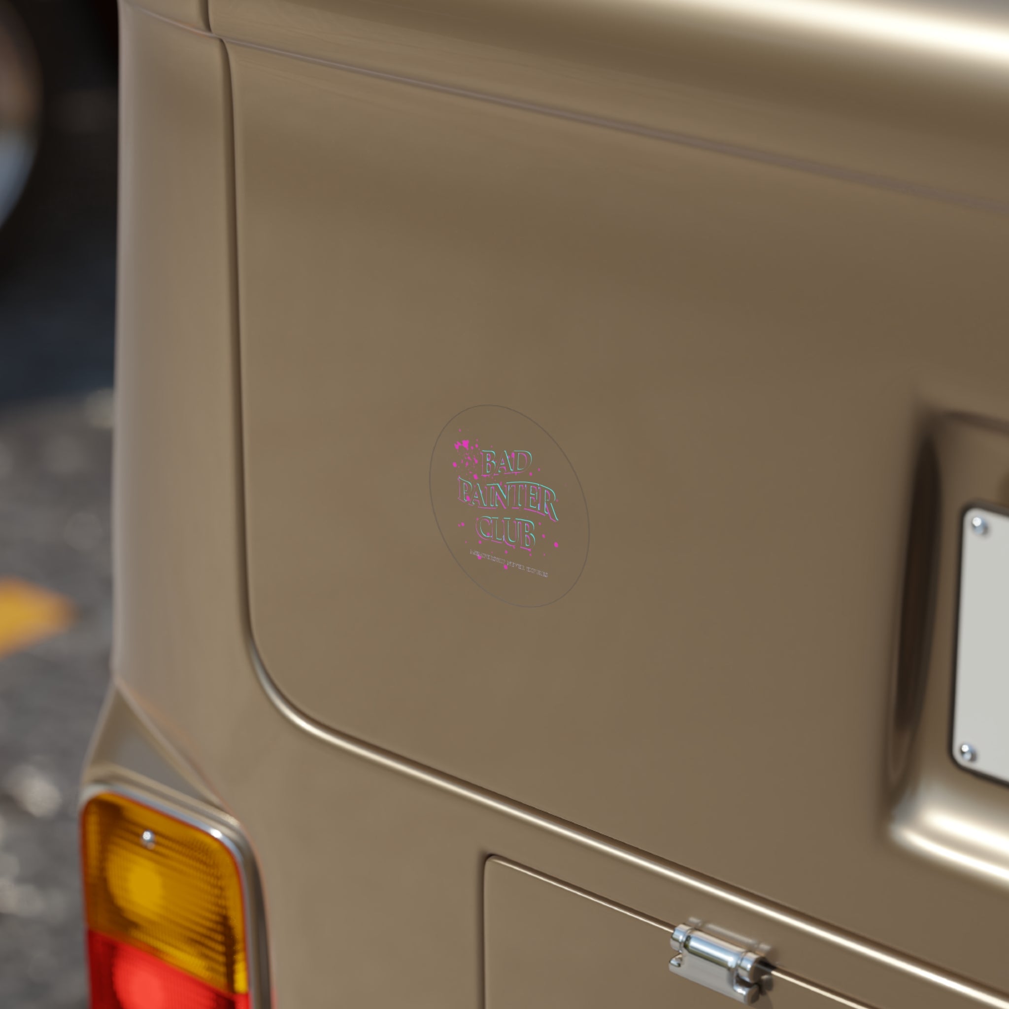 Bad Painter Club Round Transparent Sticker — Artistic Paint Splatter Decal for Cars, Laptops & Gear