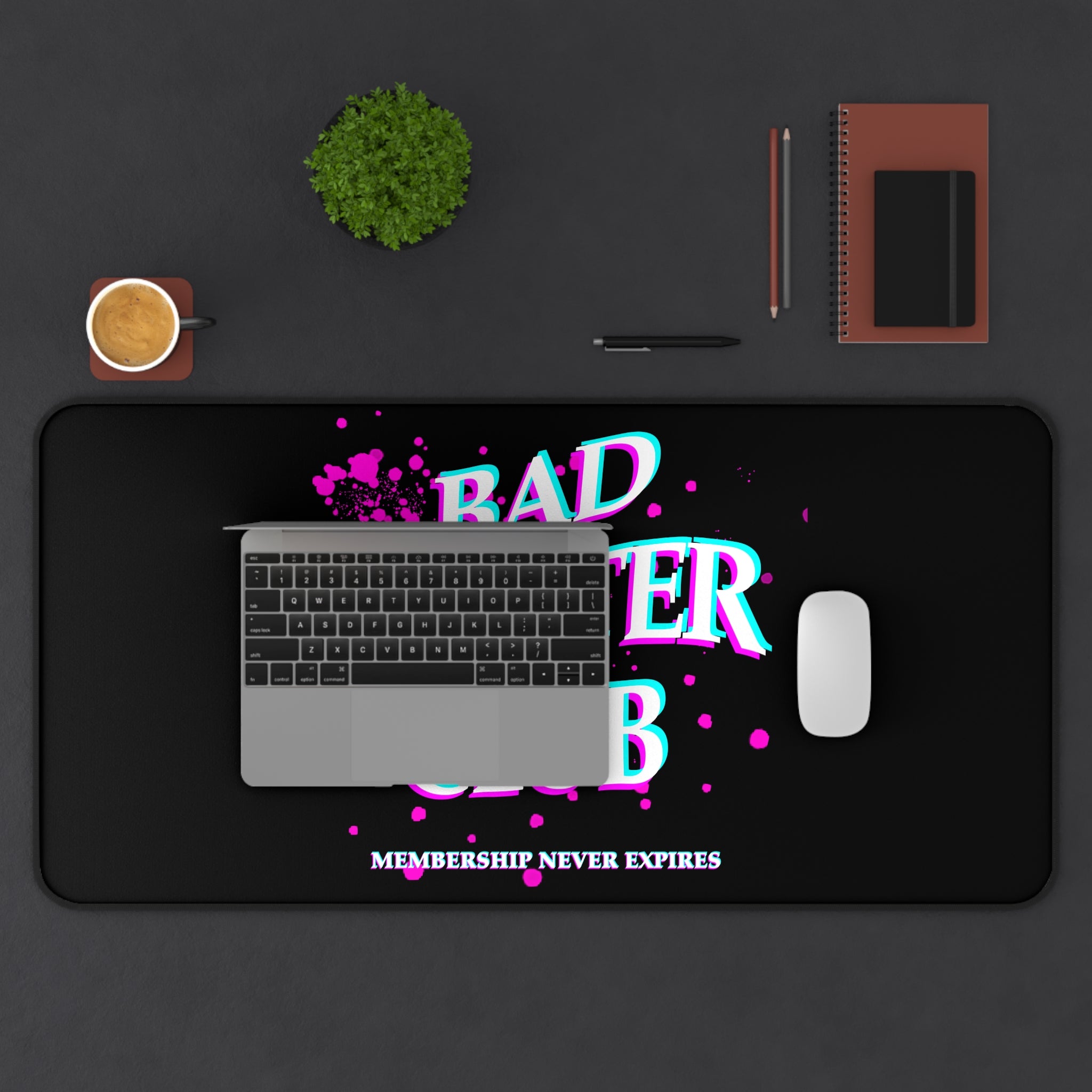 Bad Painter Club Desk Mat — Funny Artist Mouse Pad with "Membership Never Expires" Design